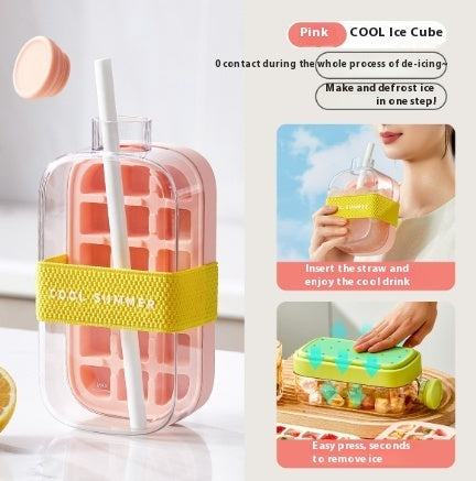 One-Click Molding Cooling Cup,Instant Ice Maker,Zero-Contact Design,Straw Included,Curling Mold,Portable &amp; Stylish Chilled Drink