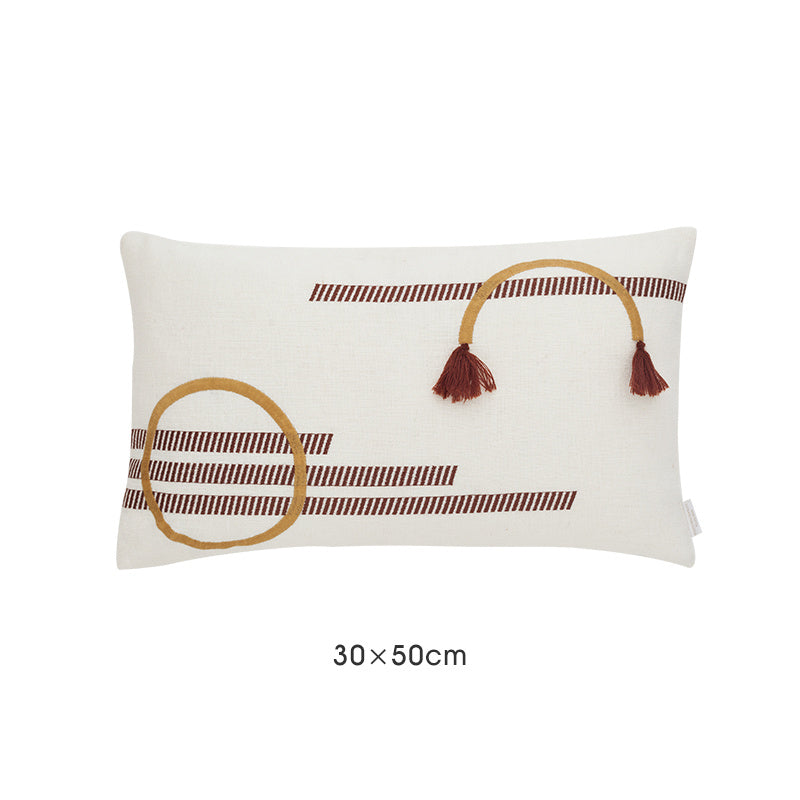 Funda de almohada con borlas geométricas marroquíes con cojín rojo de red para sofá