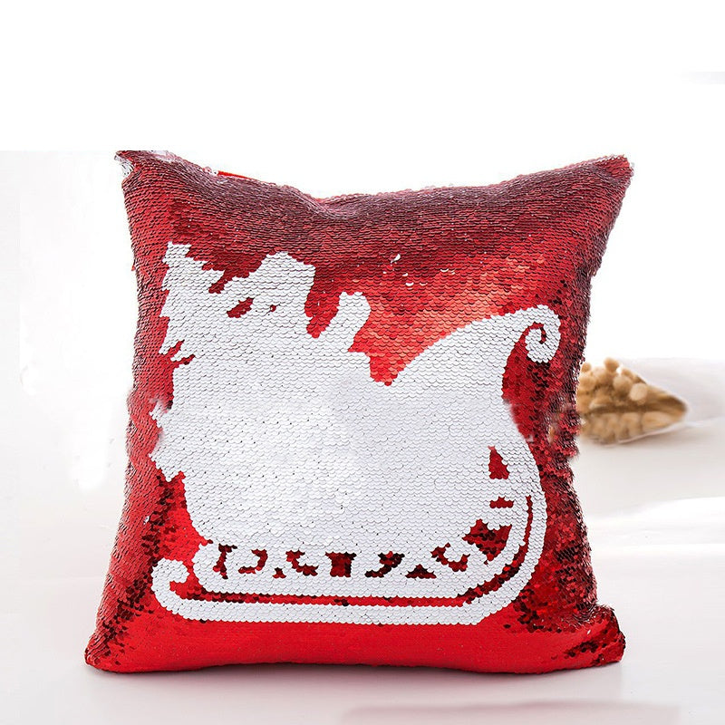 Red Pillow with Reversible Sequins for Christmas