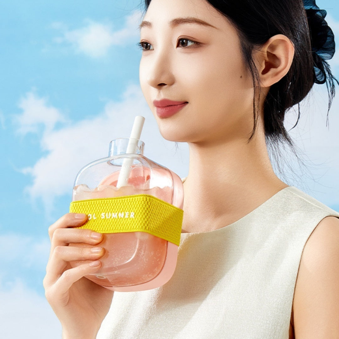 One-Click Molding Cooling Cup,Instant Ice Maker,Zero-Contact Design,Straw Included,Curling Mold,Portable &amp; Stylish Chilled Drink