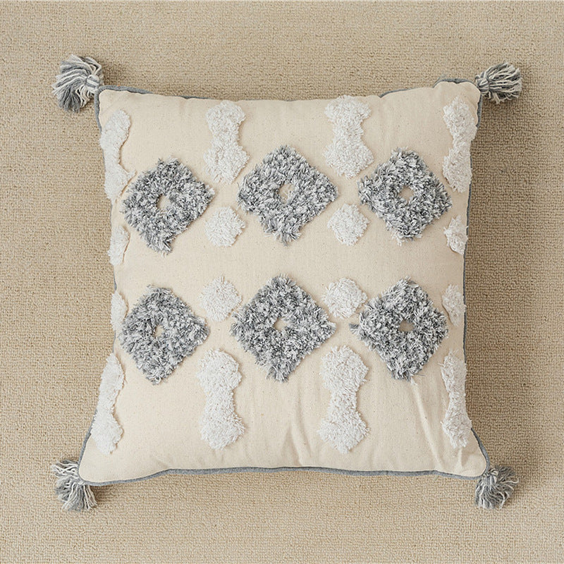 Cotton canvas tassel square pillow case