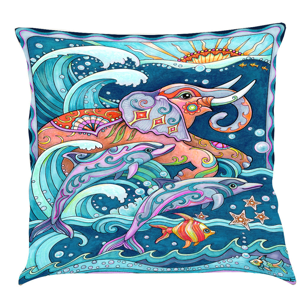 Funda de almohada clásica de algodón y lino de la serie Ocean