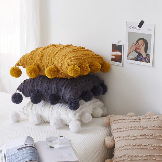 Sofá con cojines de color liso - Elegante diseño de jacquard de algodón