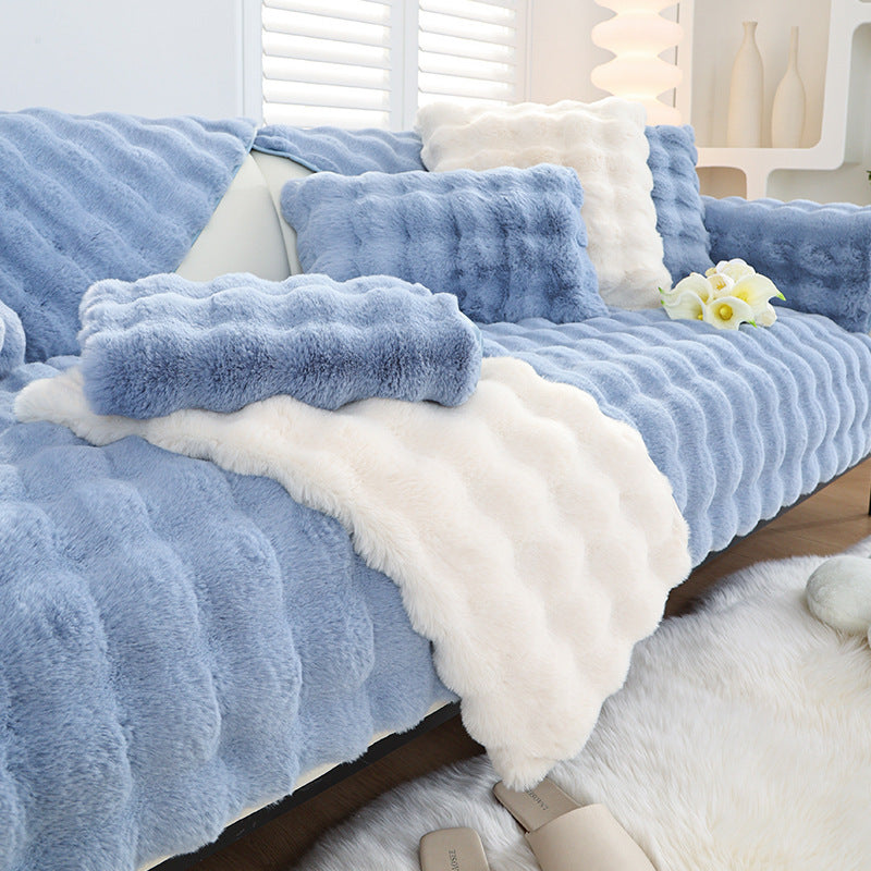 Cojín de sofá de peluche de conejo - Cuero de alta calidad, antideslizante