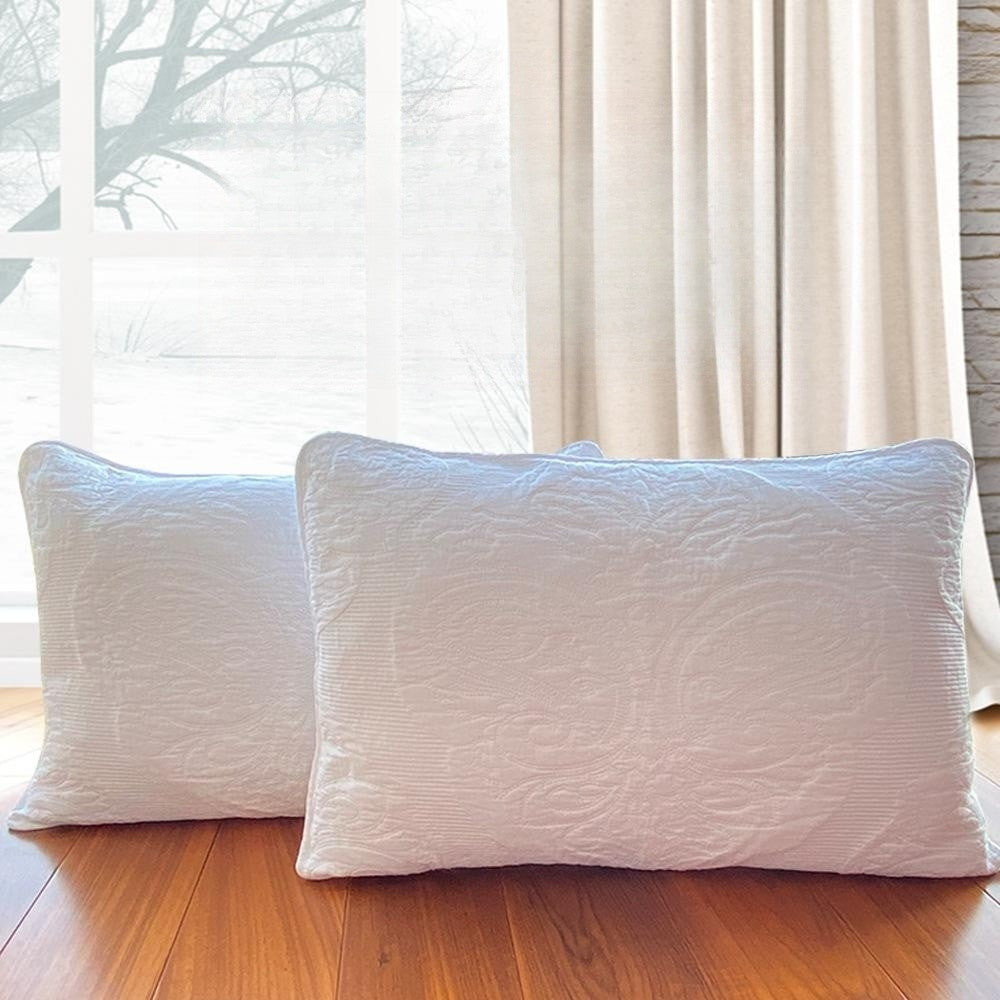 Funda de almohada bordada y acolchada de algodón con flores