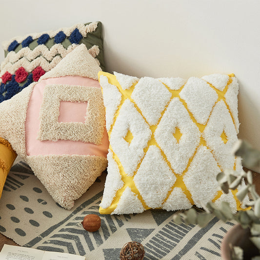 Funda de almohada con mechones hechos a mano de Bohemia India