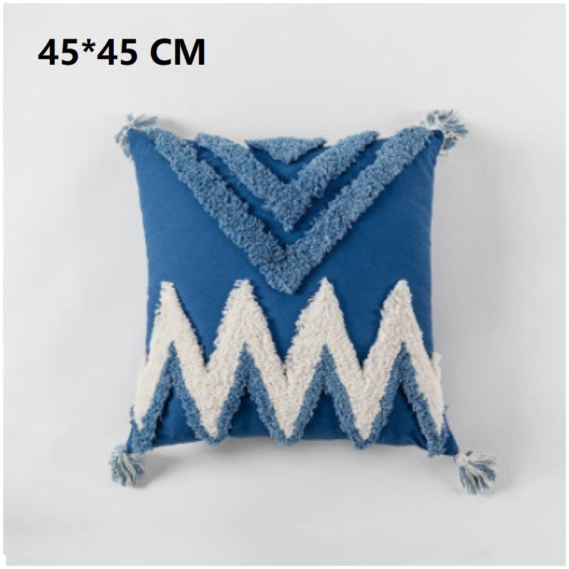 Ethnic Pillow with Fringes - Chenille Decorative Pillow