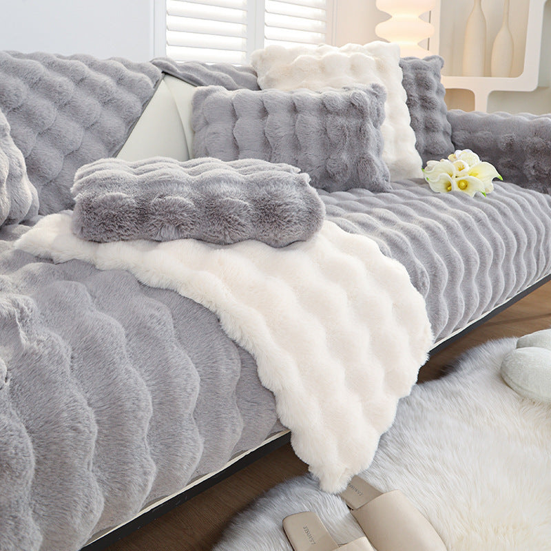 Cojín de sofá de peluche de conejo - Cuero de alta calidad, antideslizante