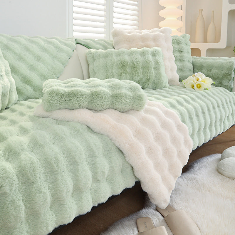 Cojín de sofá de peluche de conejo - Cuero de alta calidad, antideslizante