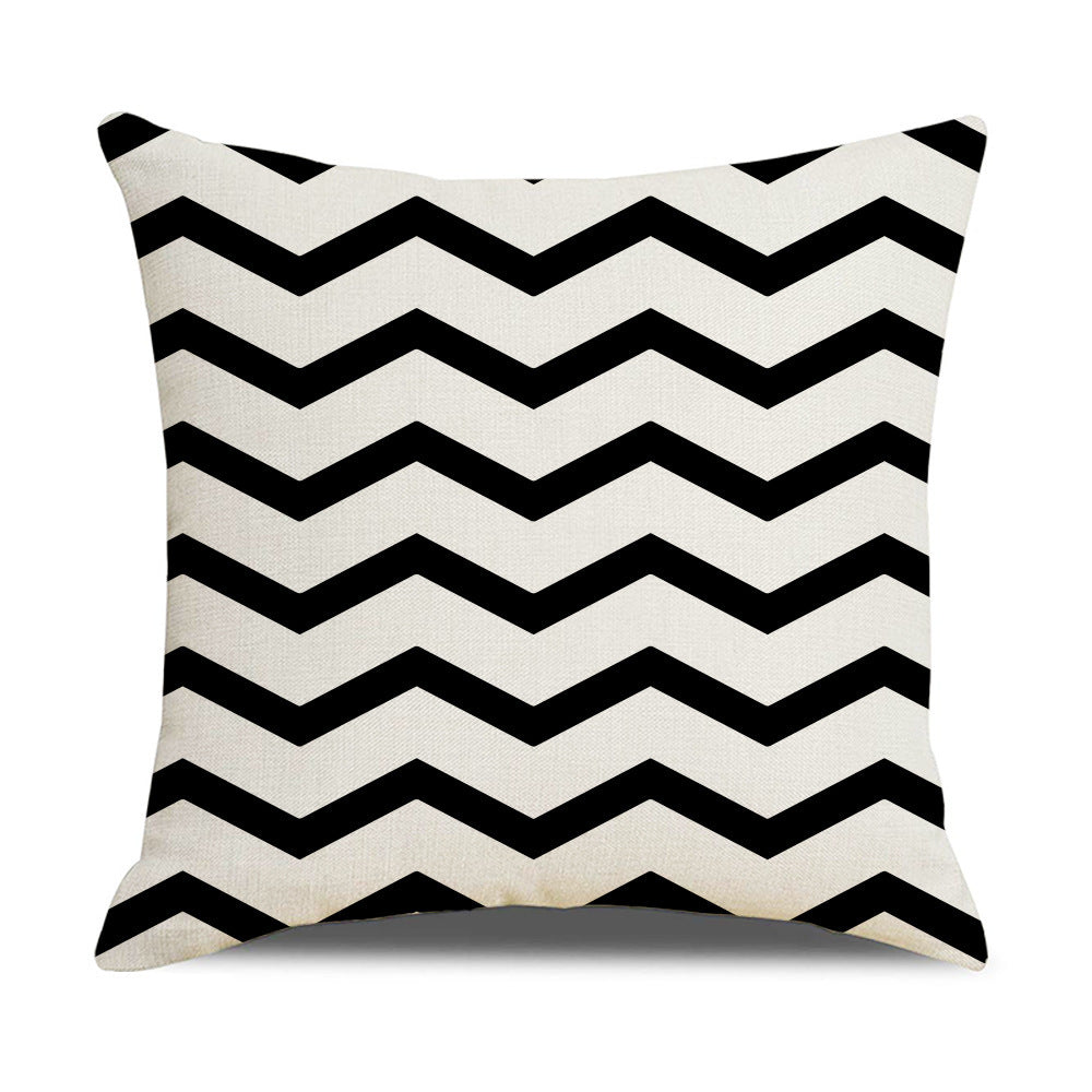 Funda de almohada de lino con diseño geométrico simple y transfronterizo para sofá