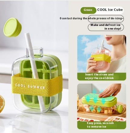 One-Click Molding Cooling Cup,Instant Ice Maker,Zero-Contact Design,Straw Included,Curling Mold,Portable &amp; Stylish Chilled Drink