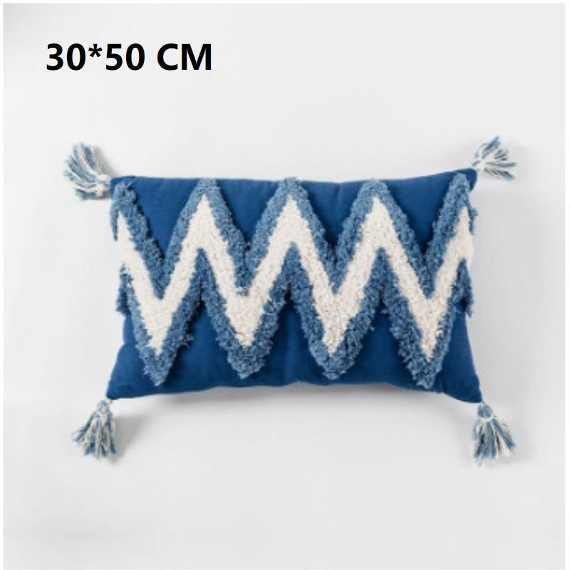 Ethnic Pillow with Fringes - Chenille Decorative Pillow