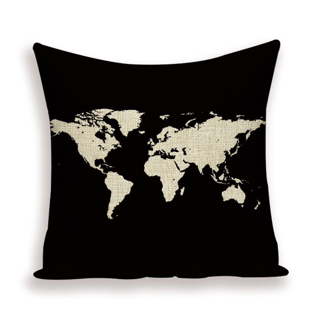Nueva funda de almohada retro con diseño de mapa del mundo europeo