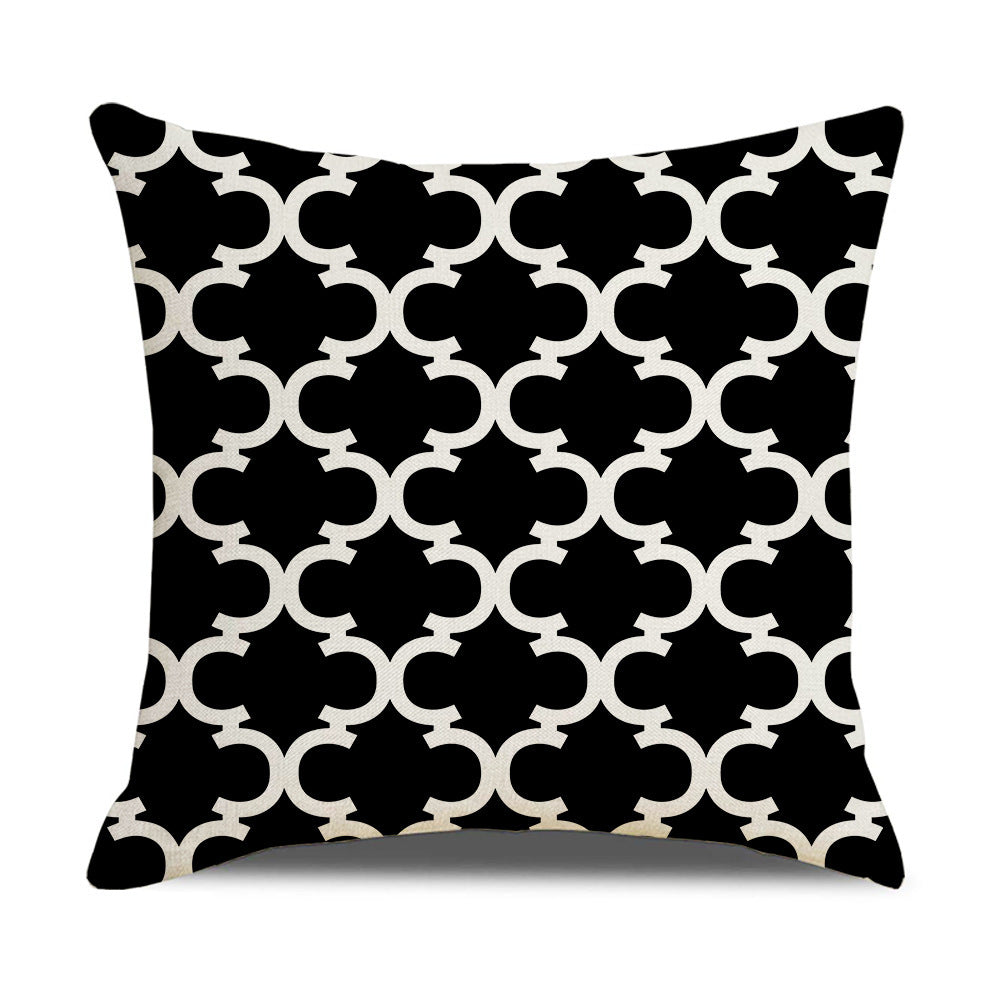 Funda de almohada de lino con diseño geométrico simple y transfronterizo para sofá