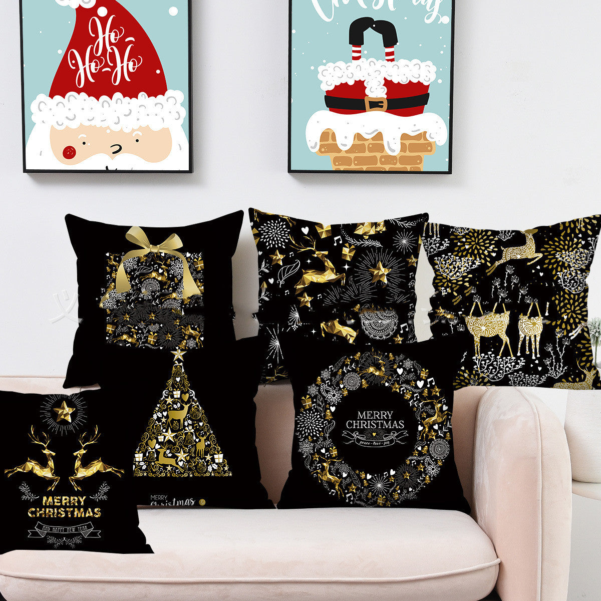 Peach Printed Cushion Cover for Sofa and Office