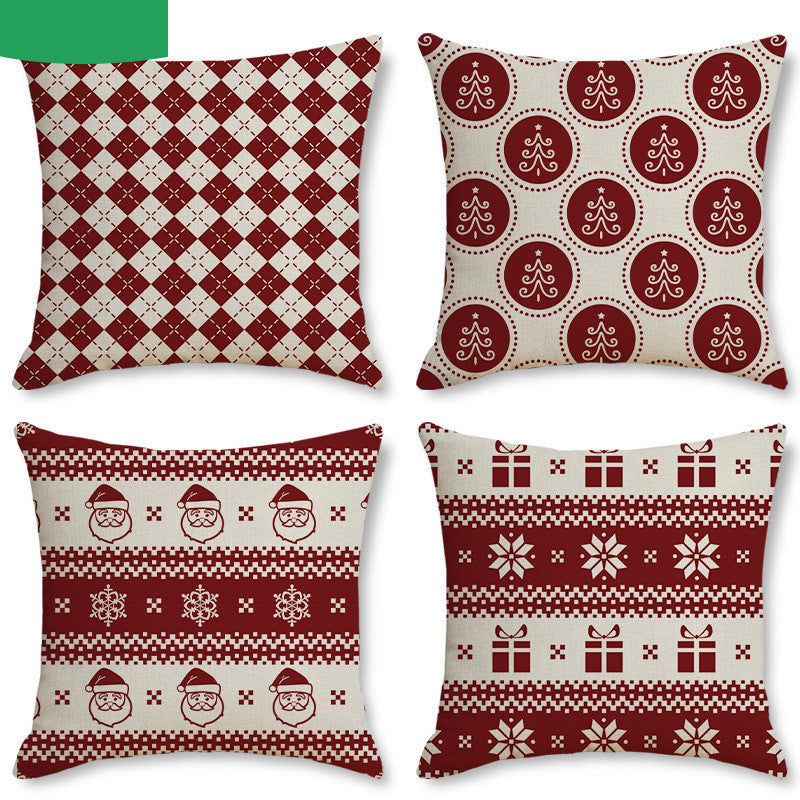 Christmas Stripes Linen Pillowcase - Festive Interior Decoration