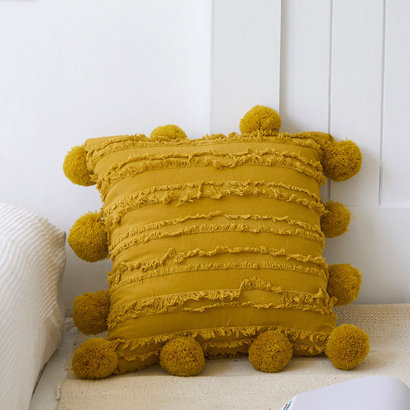 Sofá con cojines de color liso - Elegante diseño de jacquard de algodón