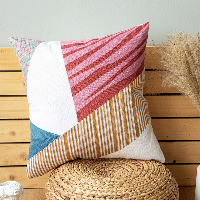 Elegante juego de cojín y funda de almohada de lona de algodón