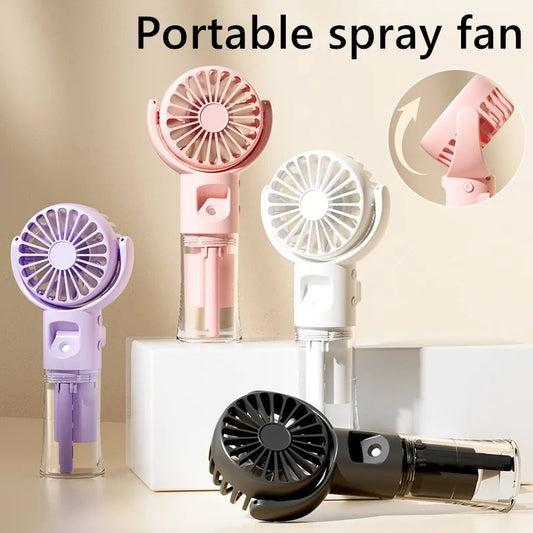Portable Handheld Spray Fan 4-Speed ​​Water Spray Mist Fan Summer Cooling Artifact USB Charging Summer Supplies Outdoor Mini Fan