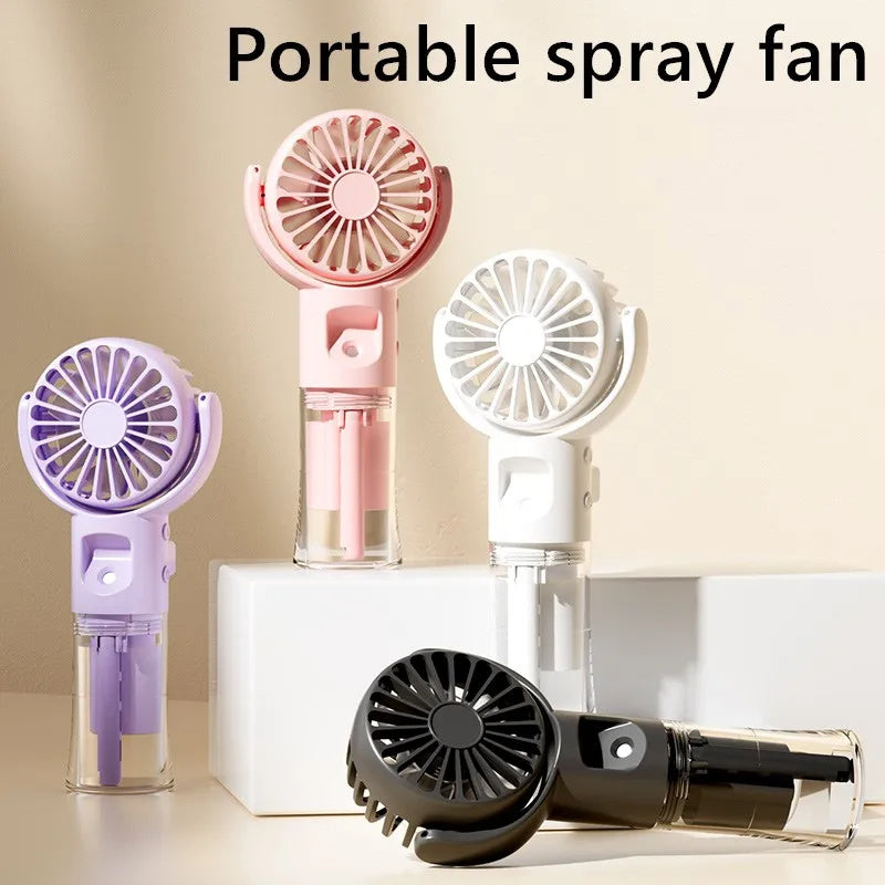 Portable Handheld Spray Fan 4-Speed ​​Water Spray Mist Fan Summer Cooling Artifact USB Charging Summer Supplies Outdoor Mini Fan