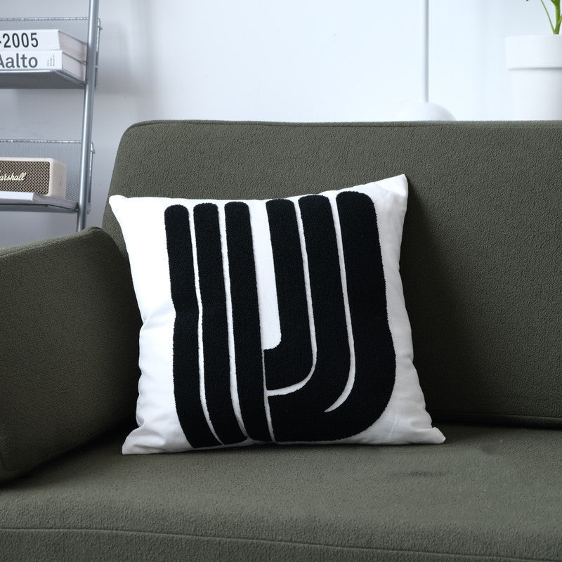 Modern Geometric Pillow Black and White