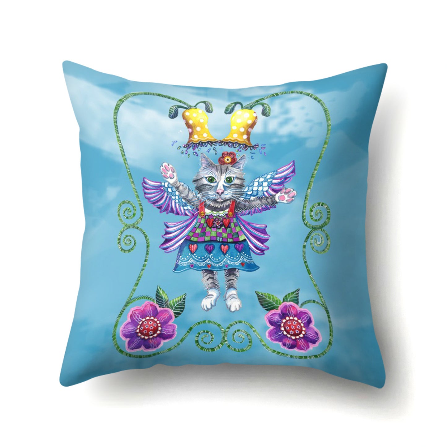 Silk Velvet and Leather Pillow