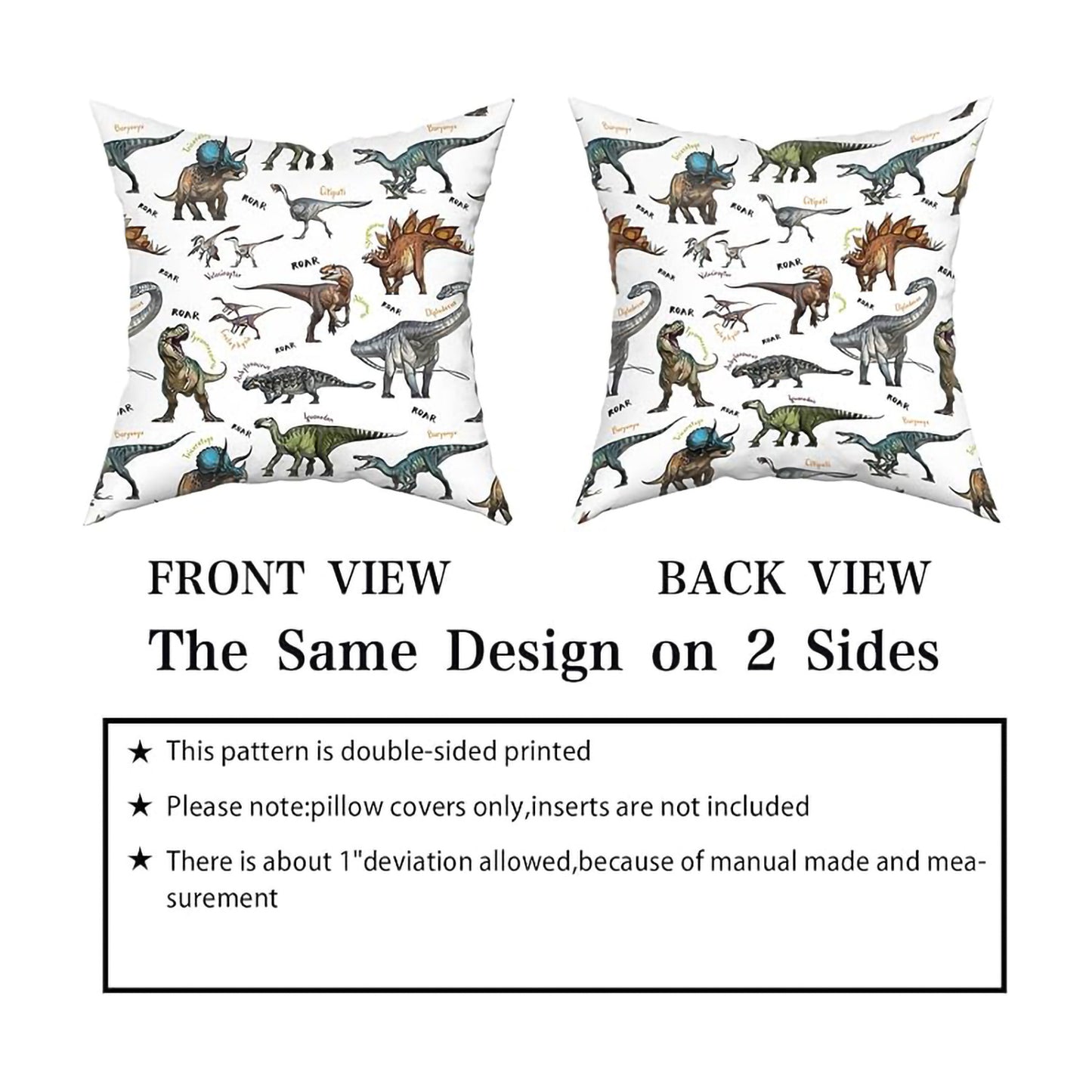 Pokrowiec na Poduszkę Dinosaur - 18x18 cm dla Pokoju Chłopca