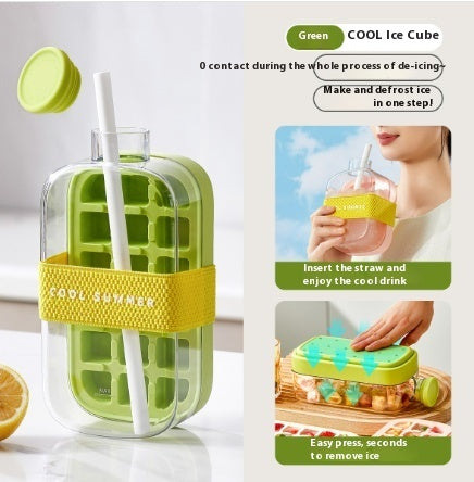 One-Click Molding Cooling Cup,Instant Ice Maker,Zero-Contact Design,Straw Included,Curling Mold,Portable &amp; Stylish Chilled Drink