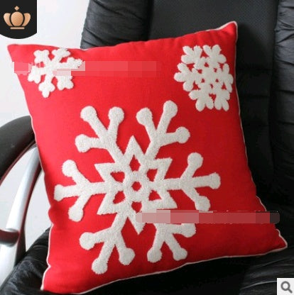 Cotton Embroidered Flower Snowflake Christmas Series Pillow Cushion Cover