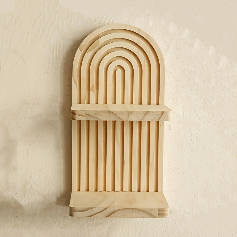 2 Imitation Wood Wall Shelves with Curved Edges