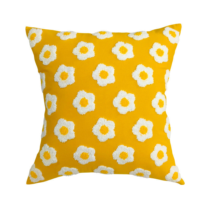 Cojín bordado estilo Ins para sofá con borlas de felpa