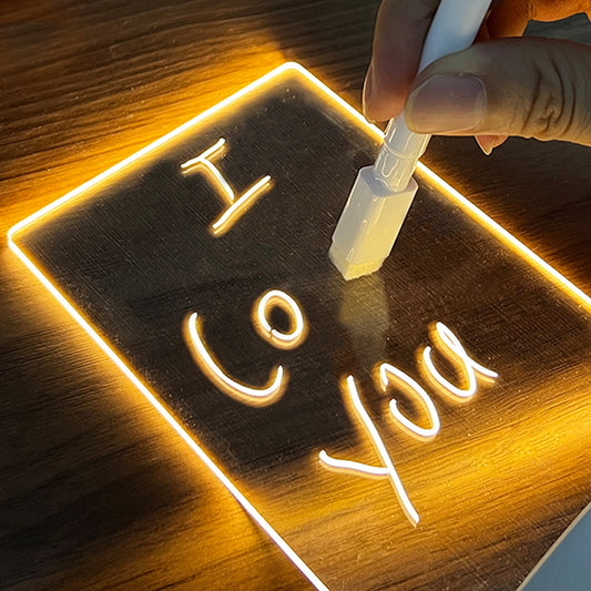 Kreatywna LED Nocna Lampa USB Tablica Wraz z Długopisem - Idealny Prezent dla Dzieci i Dziewczyn
