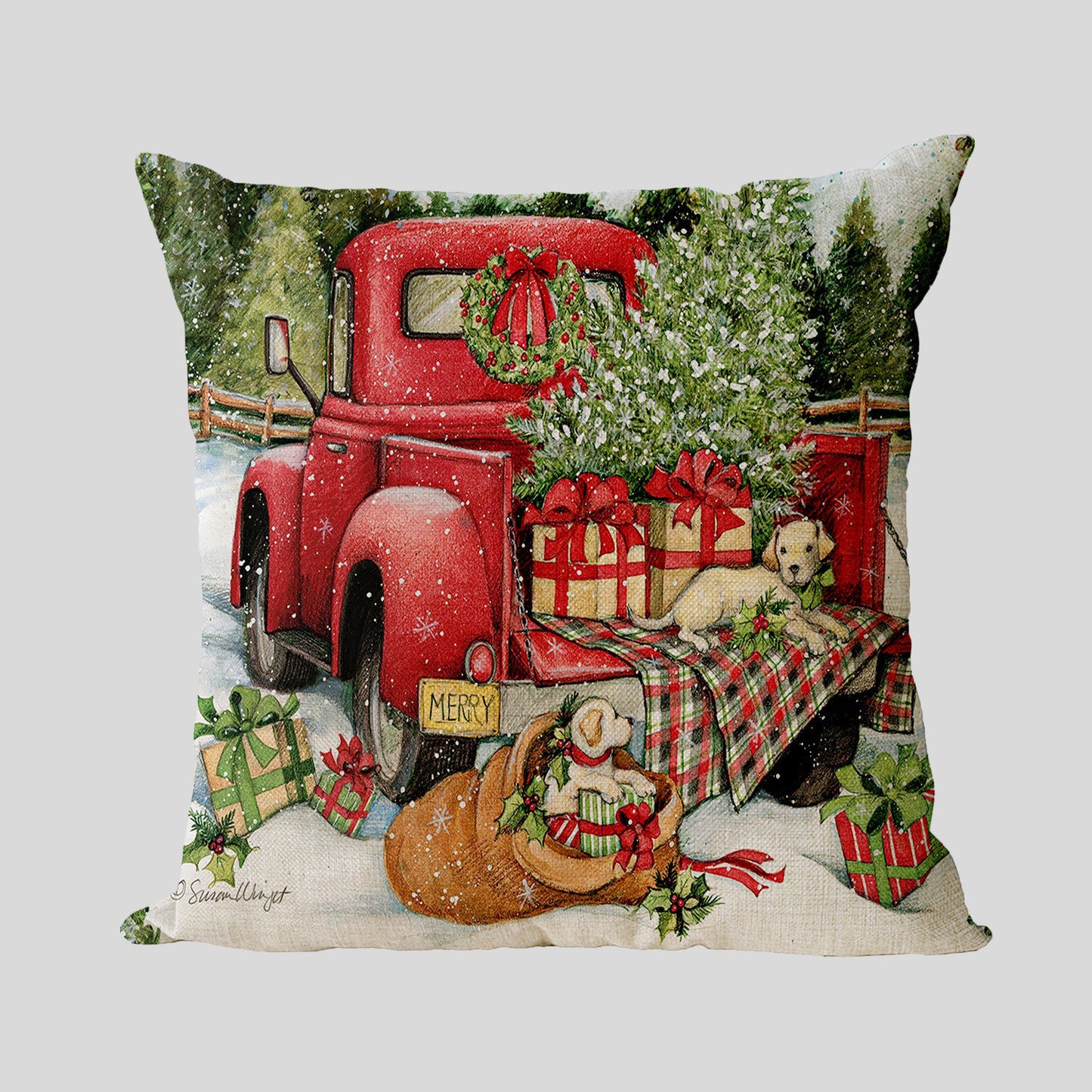 Linen pillowcase from the New Year and Christmas series