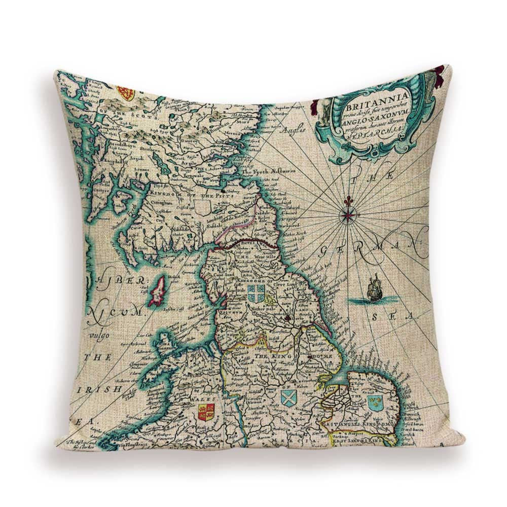 Nueva funda de almohada retro con diseño de mapa del mundo europeo