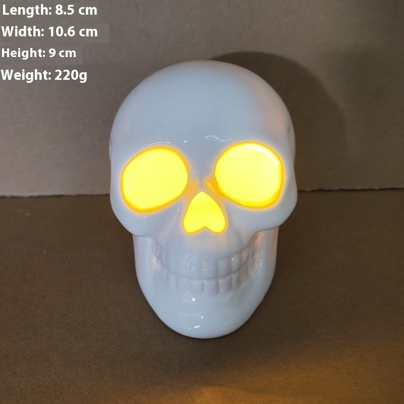 Halloween Pumpkin Ceramic Lamp with Skull