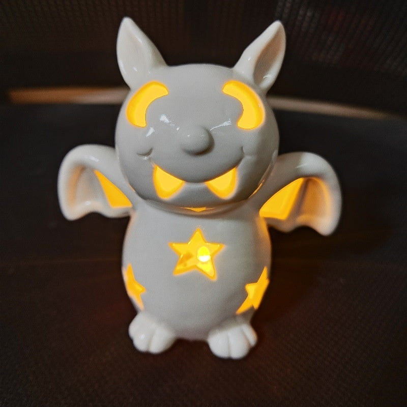 Halloween Pumpkin Ceramic Lamp with Skull