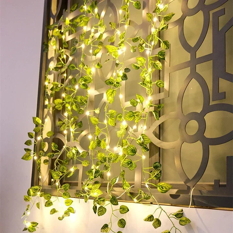Artificial vine with leaves, 3m LED lights for decoration