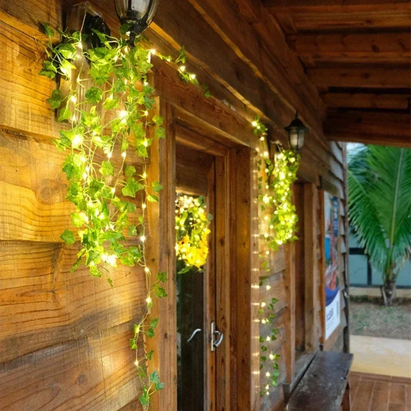 Artificial vine with leaves, 3m LED lights for decoration