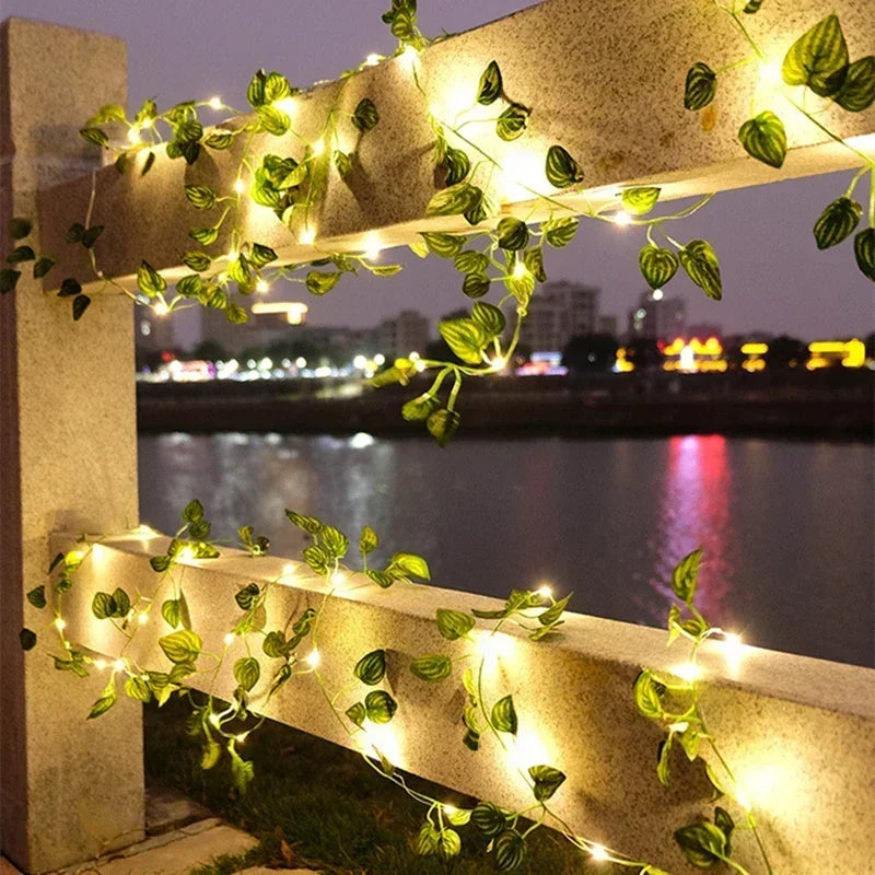 Artificial vine with leaves, 3m LED lights for decoration
