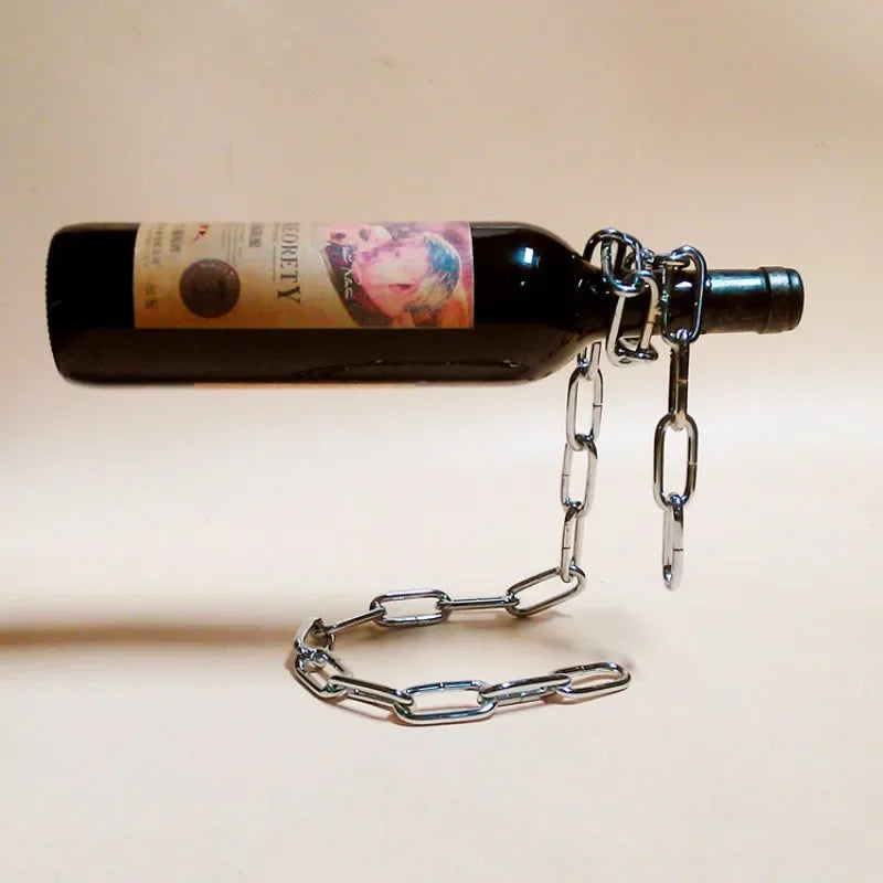 Botellero de metal con cadena para colgar