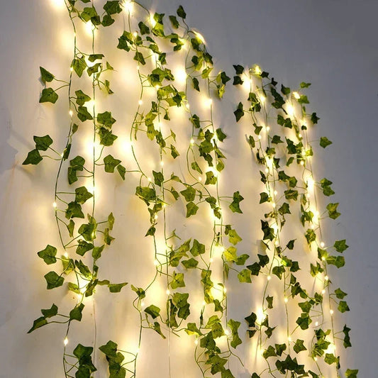 Artificial vine with leaves, 3m LED lights for decoration