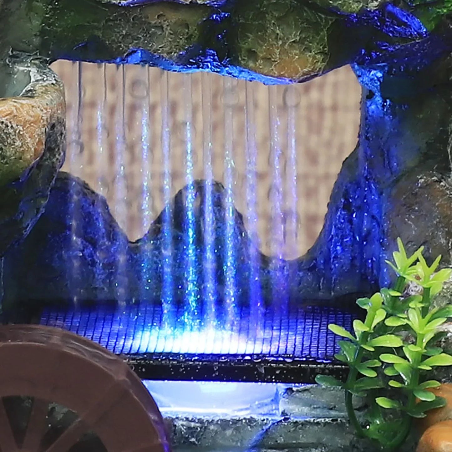 Table fountain with waterfall, decoration