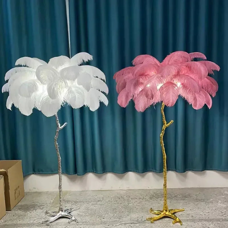 Feather floor lamp, luxury decoration