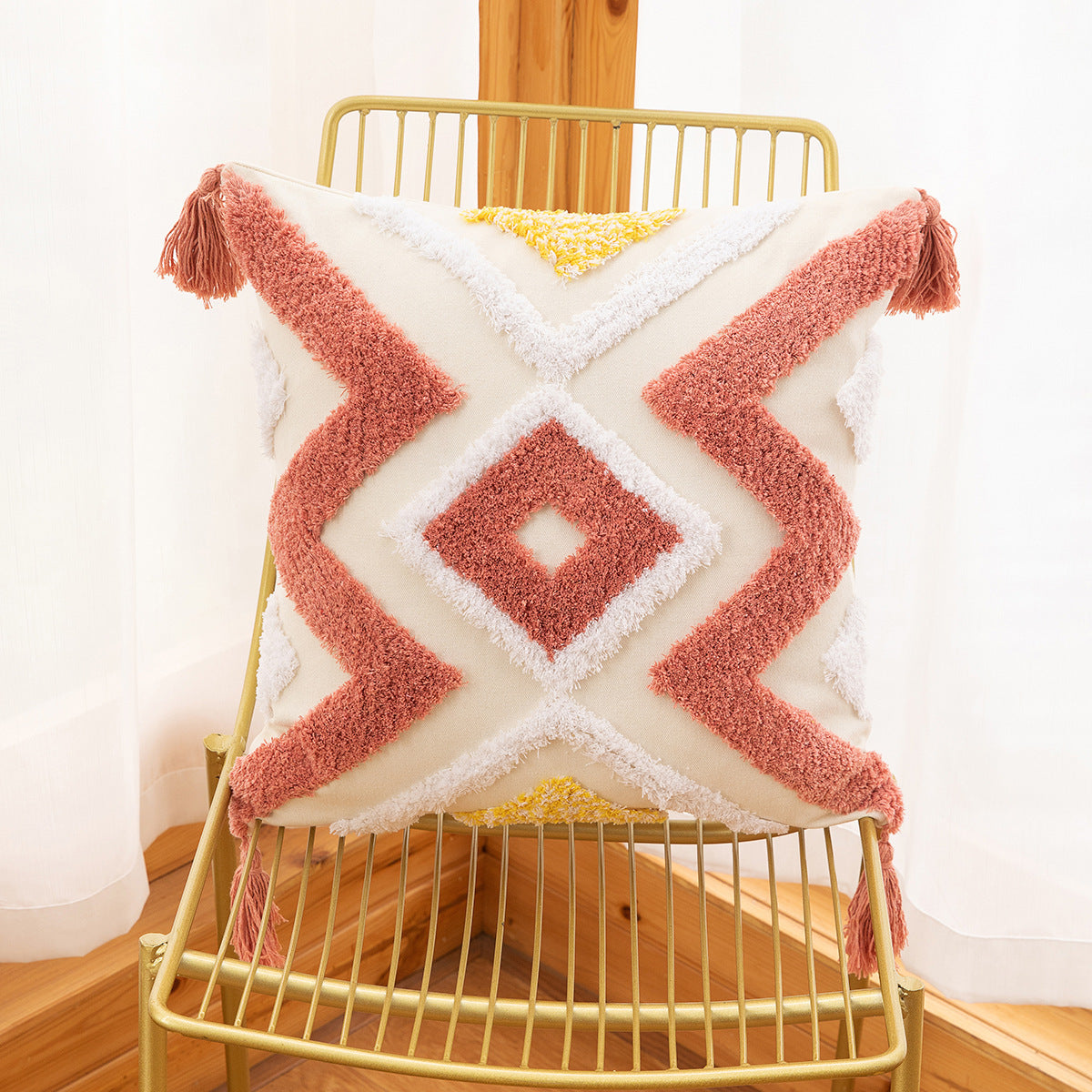 Nowa Boho Geometryczna Poduszka Tuftowana