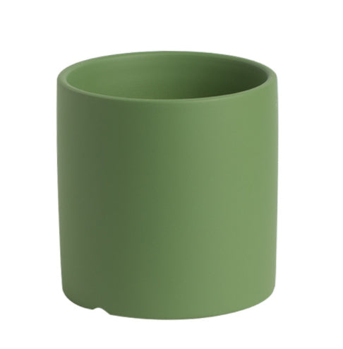 Kolorowa Ceramiczna Doniczka w Stylu Nordic Industrial - Cylindryczny Kształt z Otworem Drenażowym i Talerzem dla Sukulentów