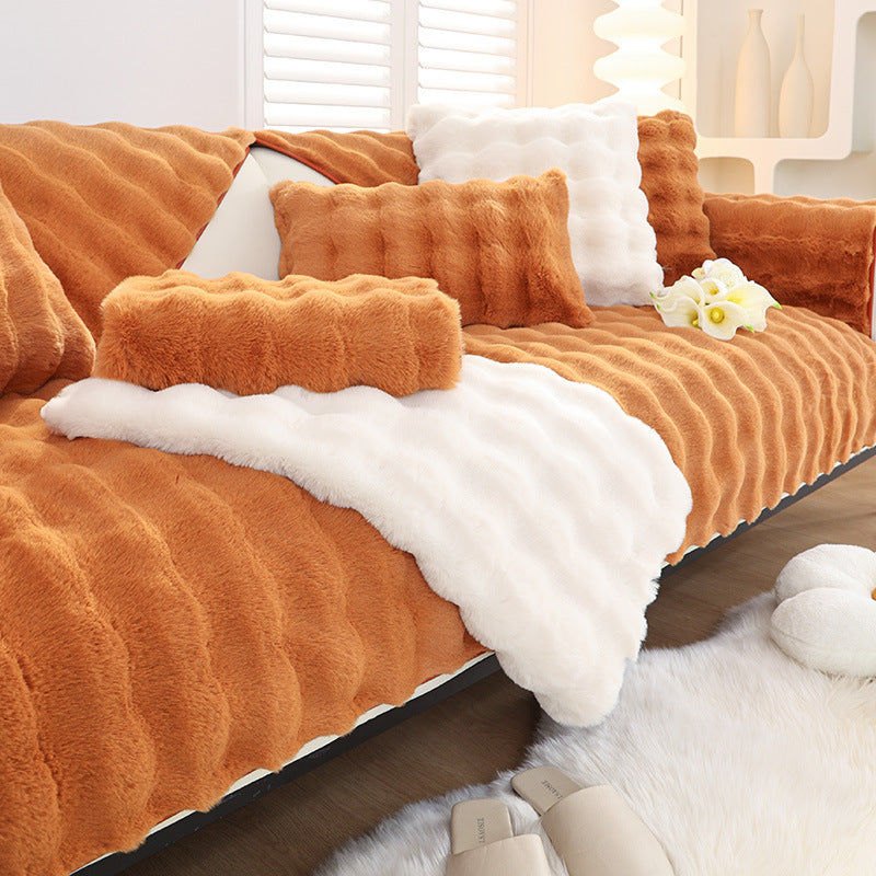 Cojín de sofá de peluche de conejo - Cuero de alta calidad, antideslizante