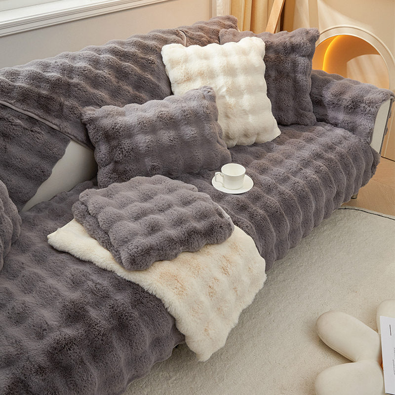 Cojín de sofá de peluche de conejo - Cuero de alta calidad, antideslizante