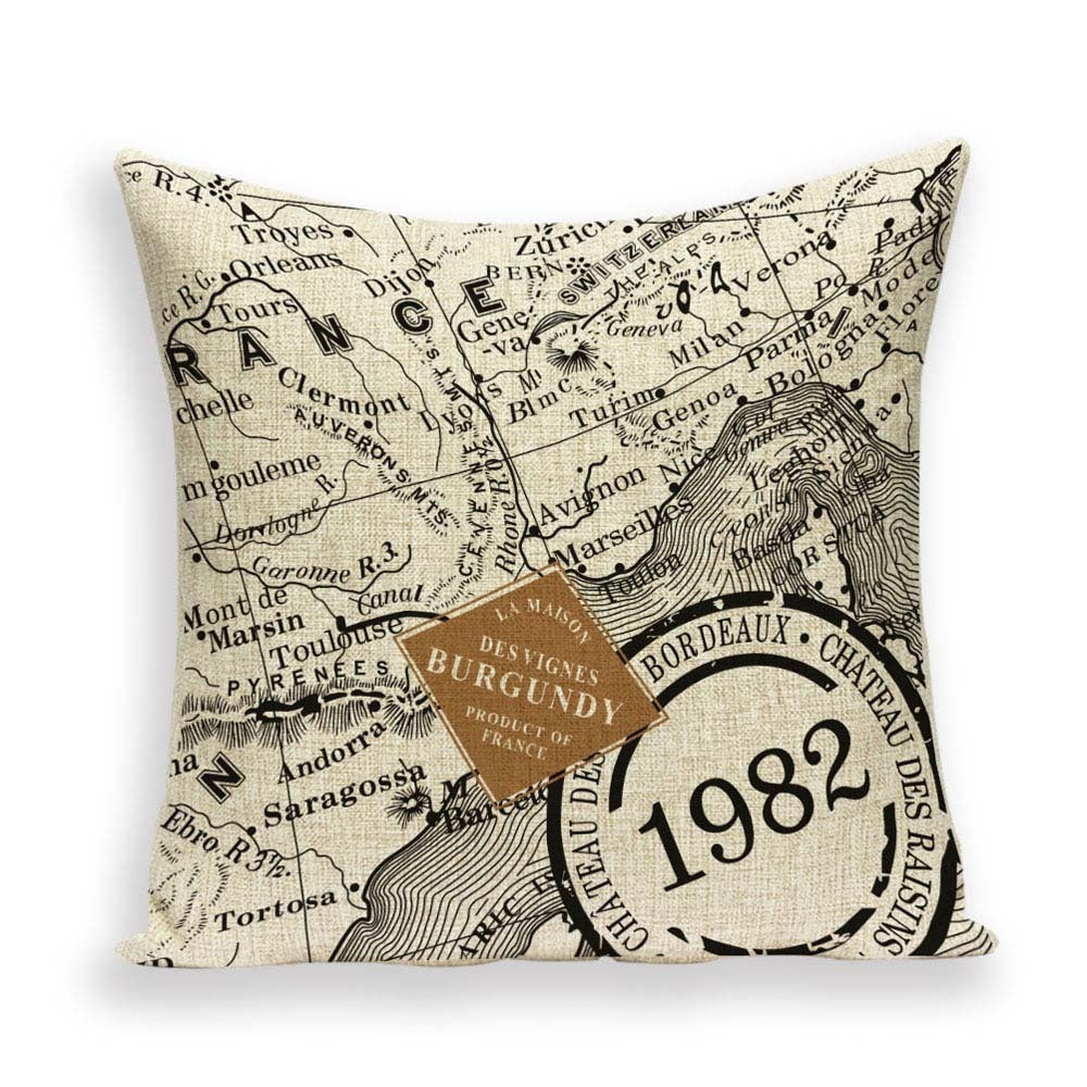 Nueva funda de almohada retro con diseño de mapa del mundo europeo