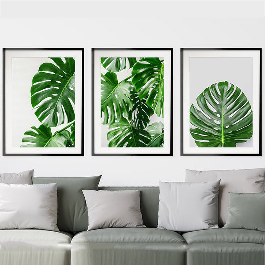 Interior decoration green plant on canvas