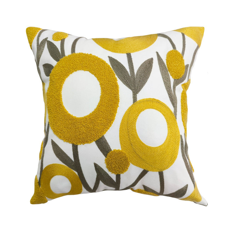 Cojín bordado estilo Ins para sofá con borlas de felpa